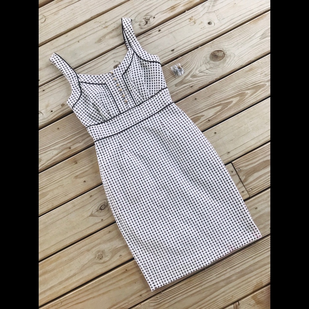 NWOT Antonio Melani Sheath Dress Brown Polka Dot 2